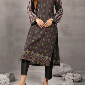 Printed Embellished Khaddar Shirt